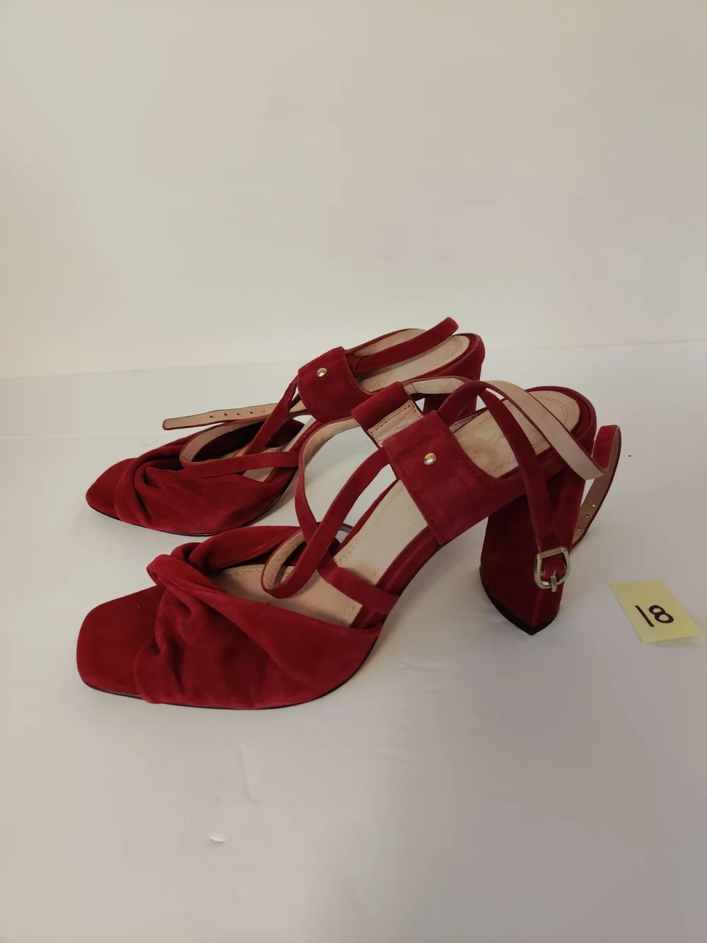 AD & Daughters Red Suede Knot Front Strappy Sandals 7.5